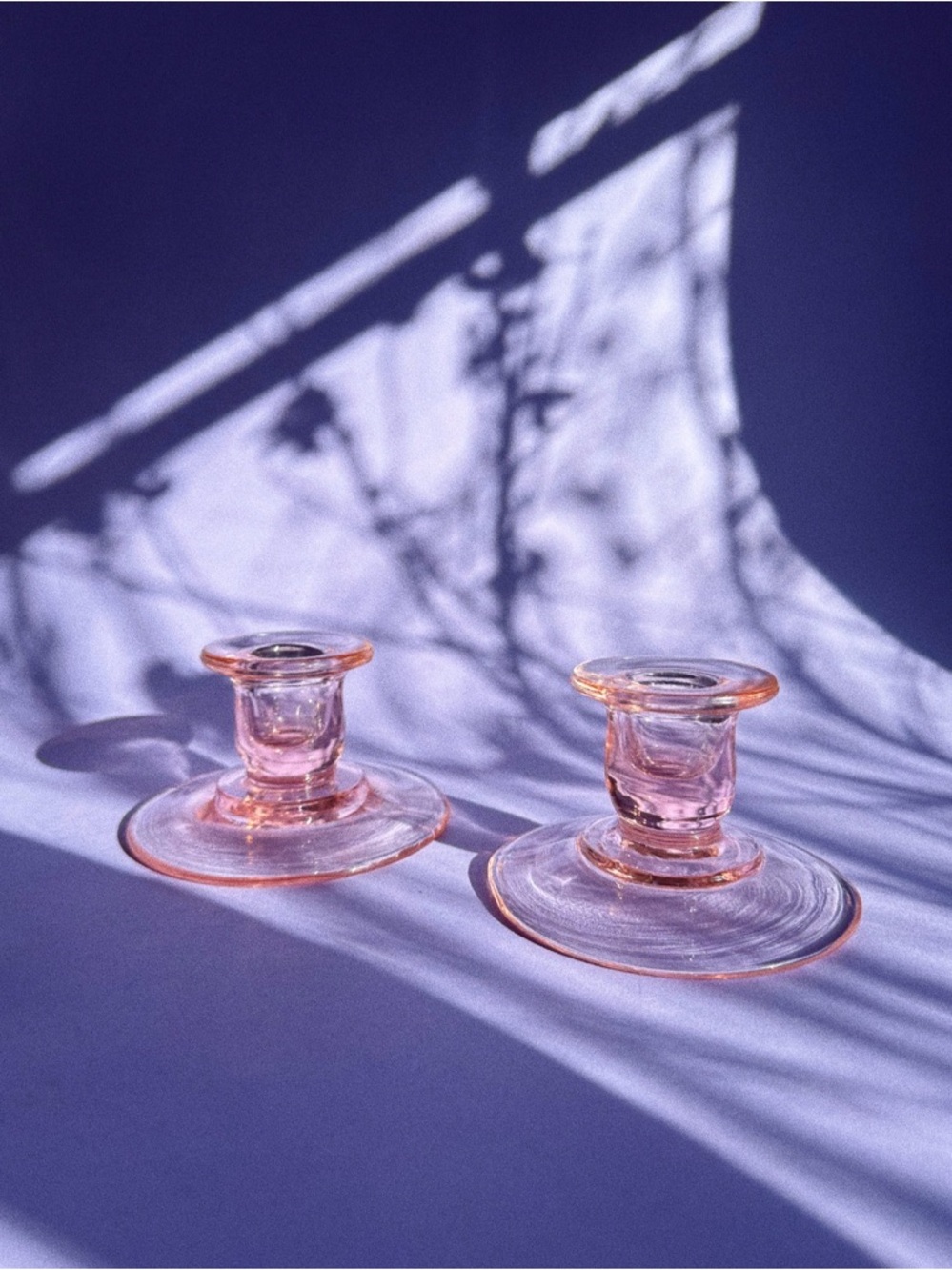 Pair of Vintage Pink Depression Glass Candlesticks